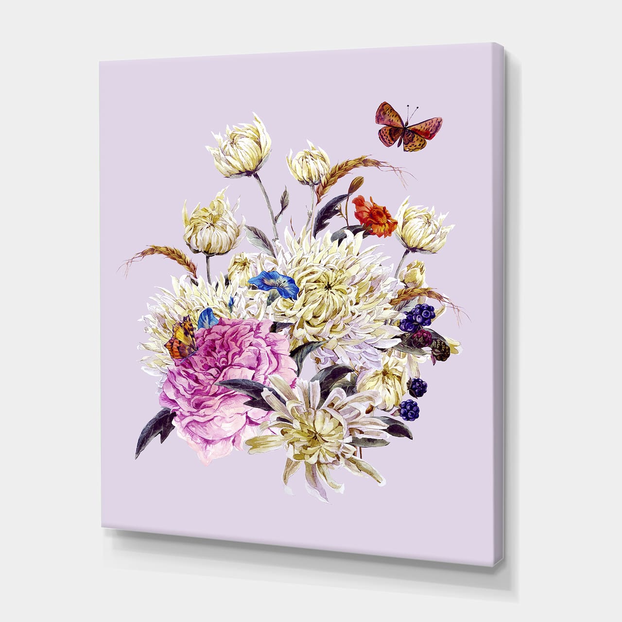 Designart - Vintage Bouquet With Chrysanthemums I - Traditional Canvas Wall Art Print